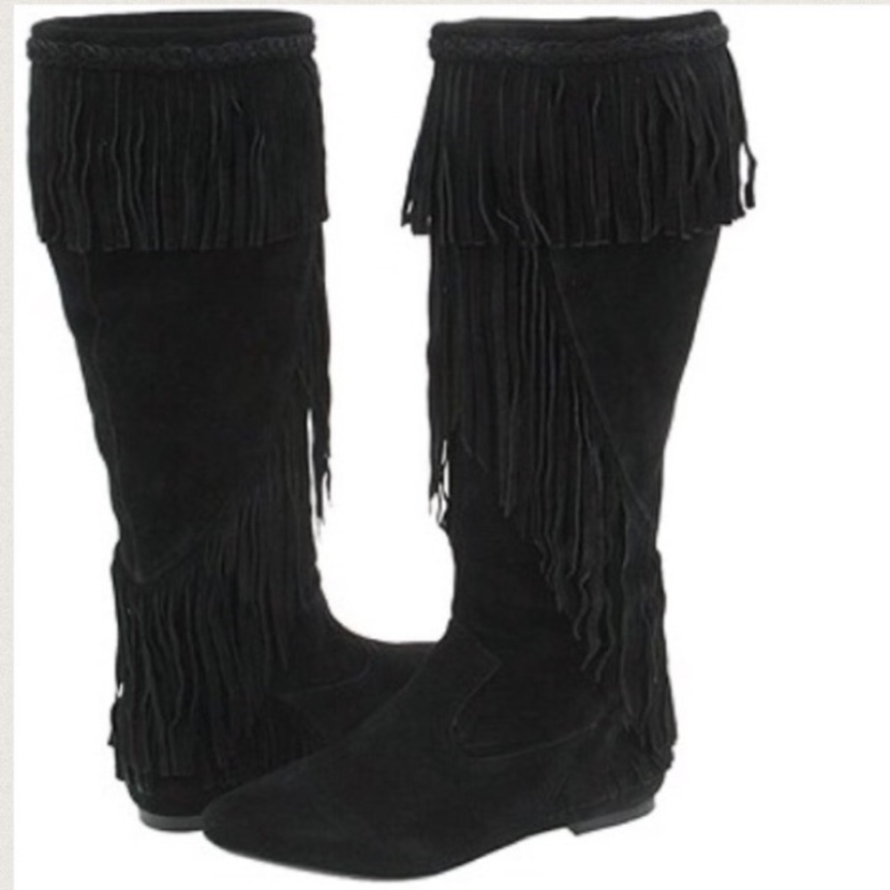 Sam Edelman black fringe boots size 9